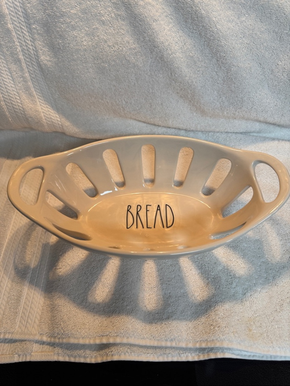 Rae Dunn Cream Ceramic 'BREAD' Serving Basket